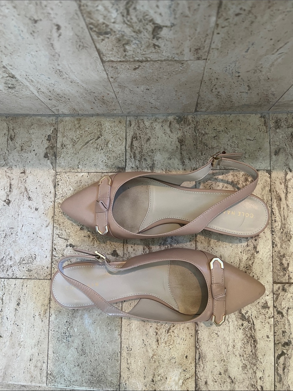 Cole Haan Blush Nude Pointed Slingback Flats